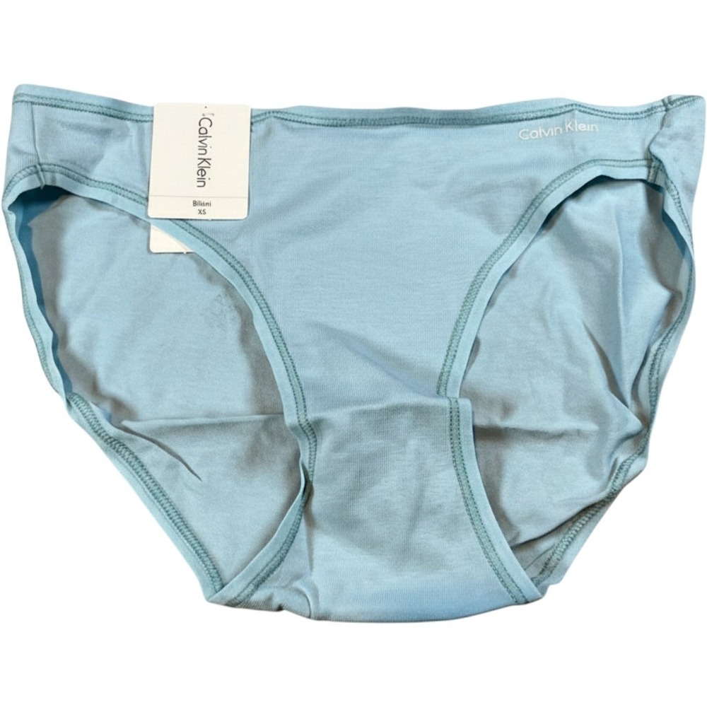Calvin Klein Women Bikini Underwear‎ Light Blue Cotton Blend XS QD3644-441 NEW